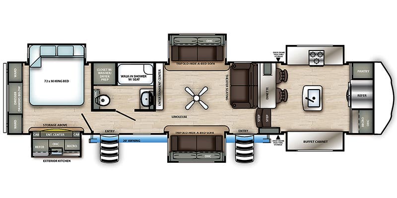 Forest River Sandpiper 38FKOK floorplan