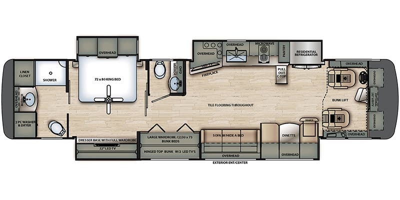 Forest River Berkshire XL 40C floor plan