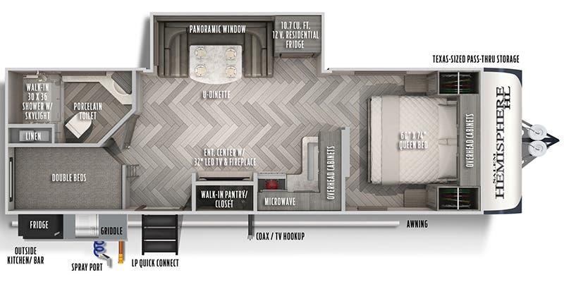 Forest River Salem Hemisphere Hyper-Lyte 23BHHL floor plan