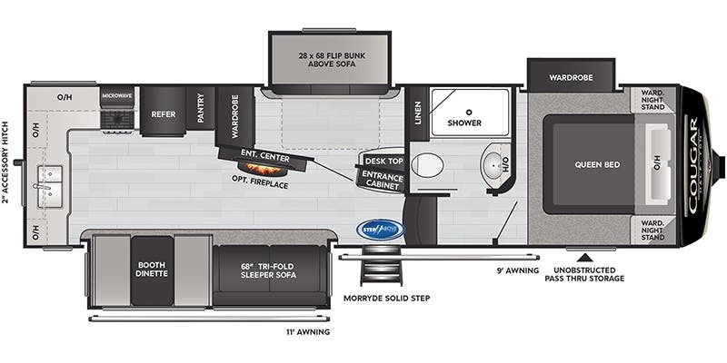 Keystone Cougar Half-Ton 29MBS floor plan