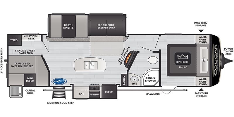 Keystone Cougar Half-Ton 31BHKWE floor plan