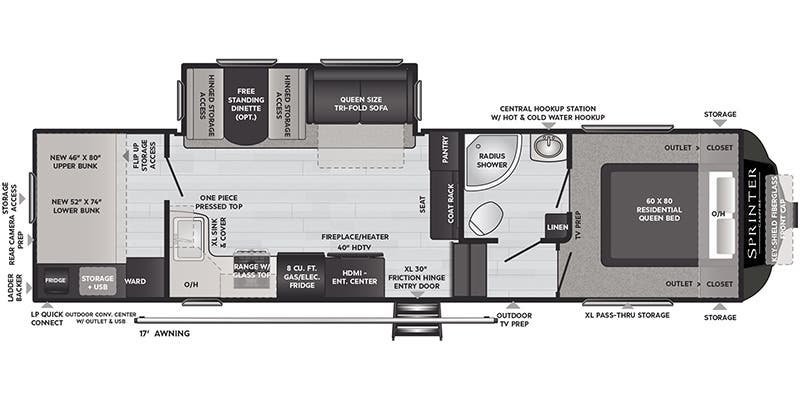 Keystone Sprinter 29BH floor plan