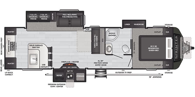 Keystone Sprinter Limited 320MLS floor plan
