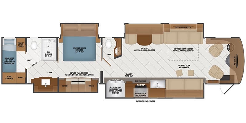 Fleetwood Discovery LXE 44B floor plan