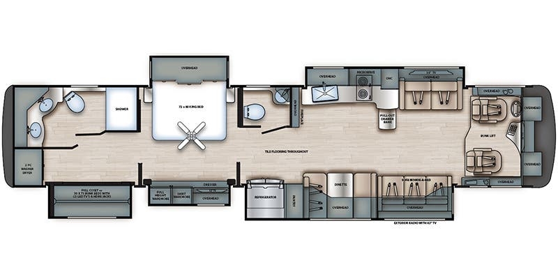 Forest River Berkshire XLT 45E floor plan