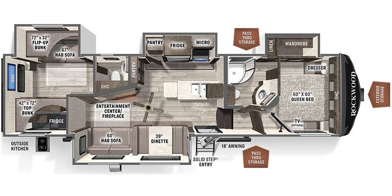 Forest River Rockwood Ultra Lite 2892RB floor plan