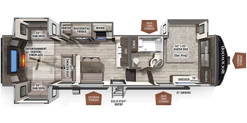 Forest River Rockwood Ultra Lite 2898BS floor plan