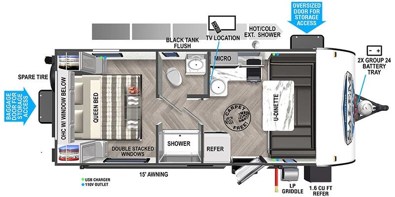 Forest River Salem FSX 161QK floor plan
