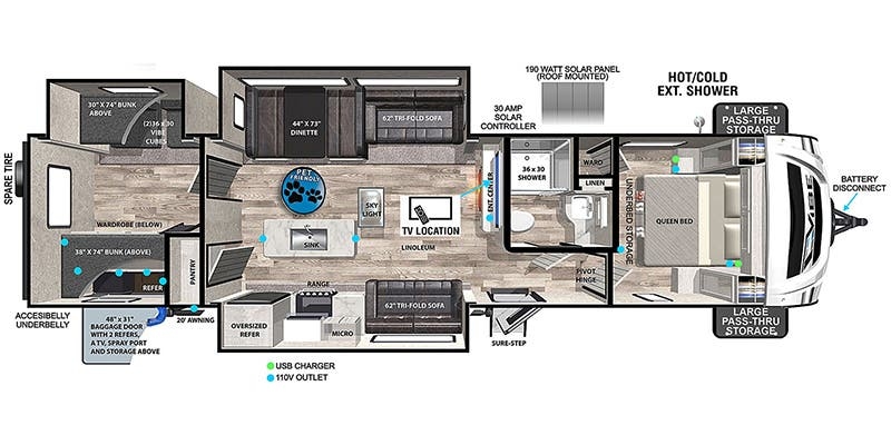 Forest River Vibe 34BH floor plan