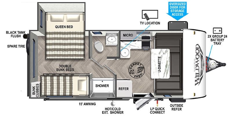 Forest River Wildwood FSX 176QBHK floor plan
