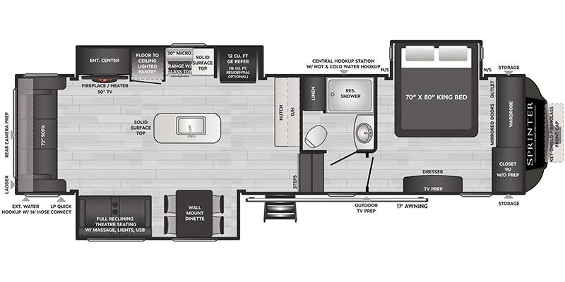 Keystone Sprinter Limited 3190RLS floor plan