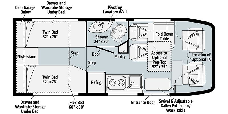 Winnebago Ekko 22A floor plan