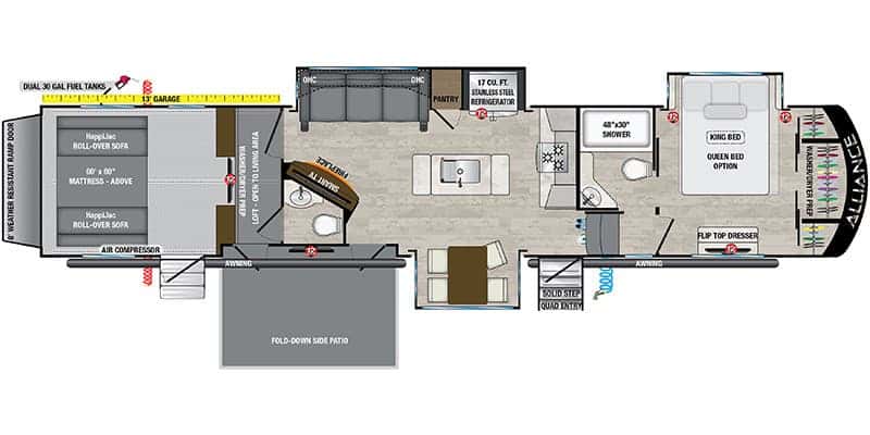 Alliance RV Valor 42V13 floor plan