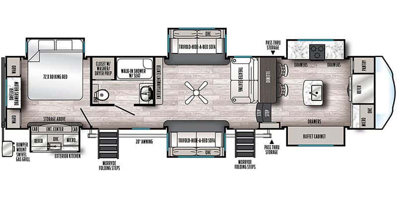 Forest River Sandpiper Luxury 38FKOK floor plan