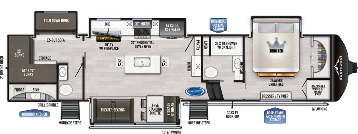 East to West Ahara 378BH-OK floor plan