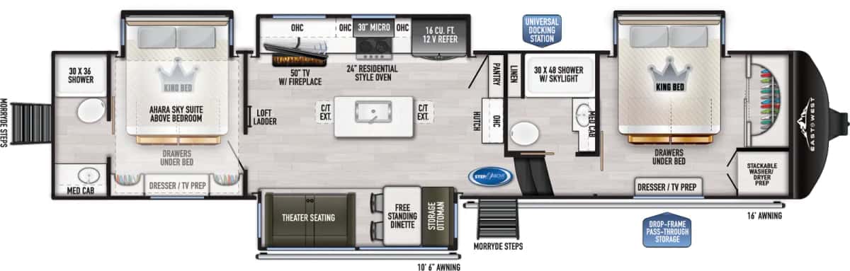 East to West Ahara 390DS floor plan