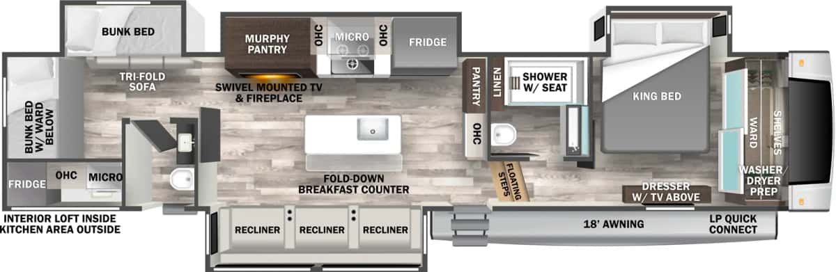 Forest River Cedar Creek 375BHO floor plan