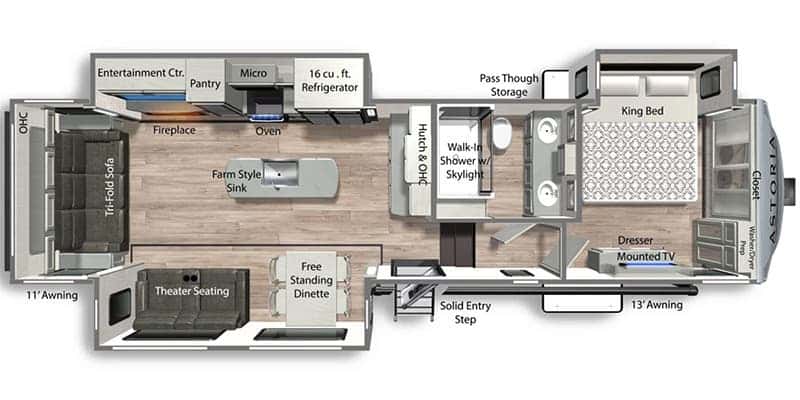 Dutchmen Astoria Platinum 3173RLP floor plan