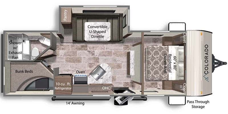 Dutchmen Colorado 23BHCWE floor plan