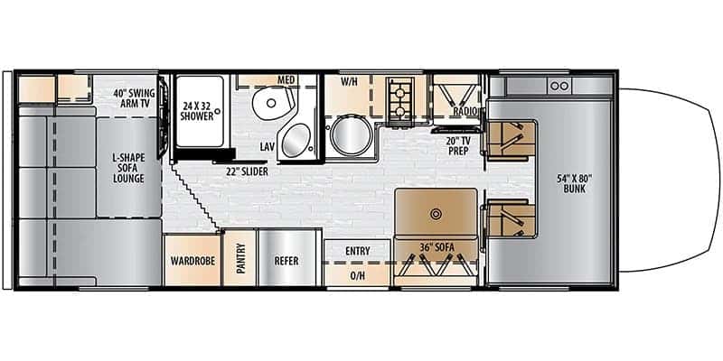 East to West Entrada M-Class 24RL floor plan