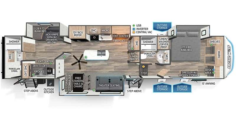 Forest River Cherokee Arctic Wolf 3810 SUITE floor plan