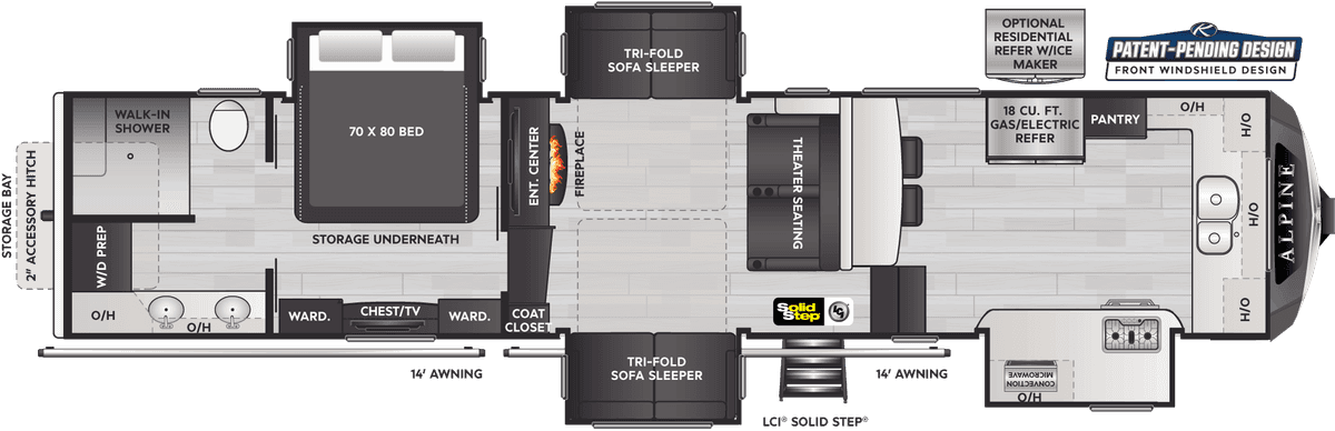 Keystone Alpine 3790FK floor plan