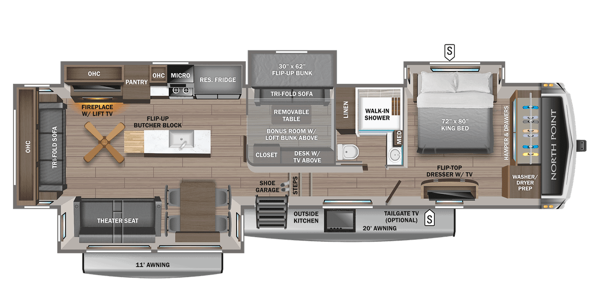 Jayco North Point 377RLBH floor plan