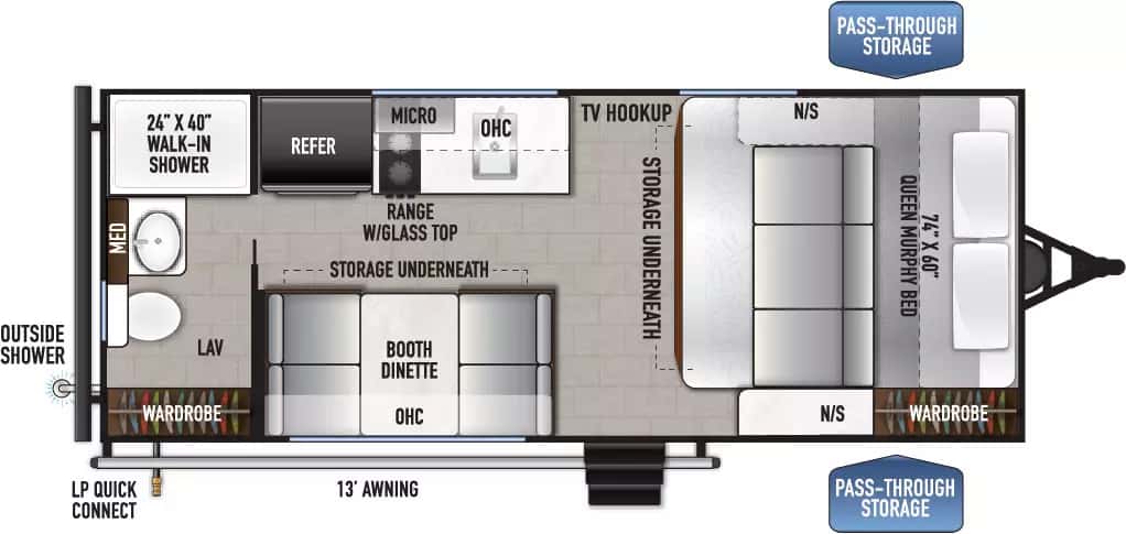 East to West Silver Lake LE 16RBLE floor plan