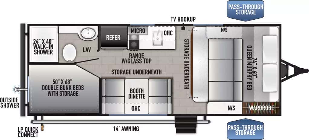 East to West Silver Lake LE 17BHLE floor plan