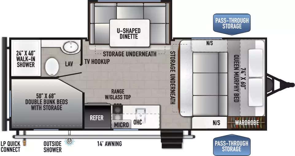 East to West Silver Lake LE 18BHLE floor plan