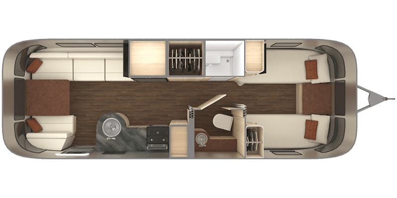 Airstream International 27FB Twin floor plan