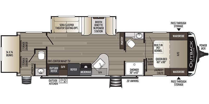 Keystone Outback Ultra-Lite 301UBH floor plan
