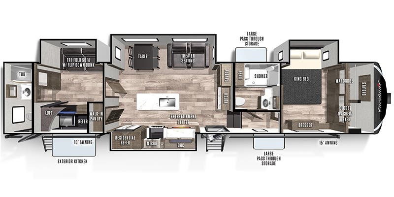 Forest River Cardinal Limited 383BHLE floor plan